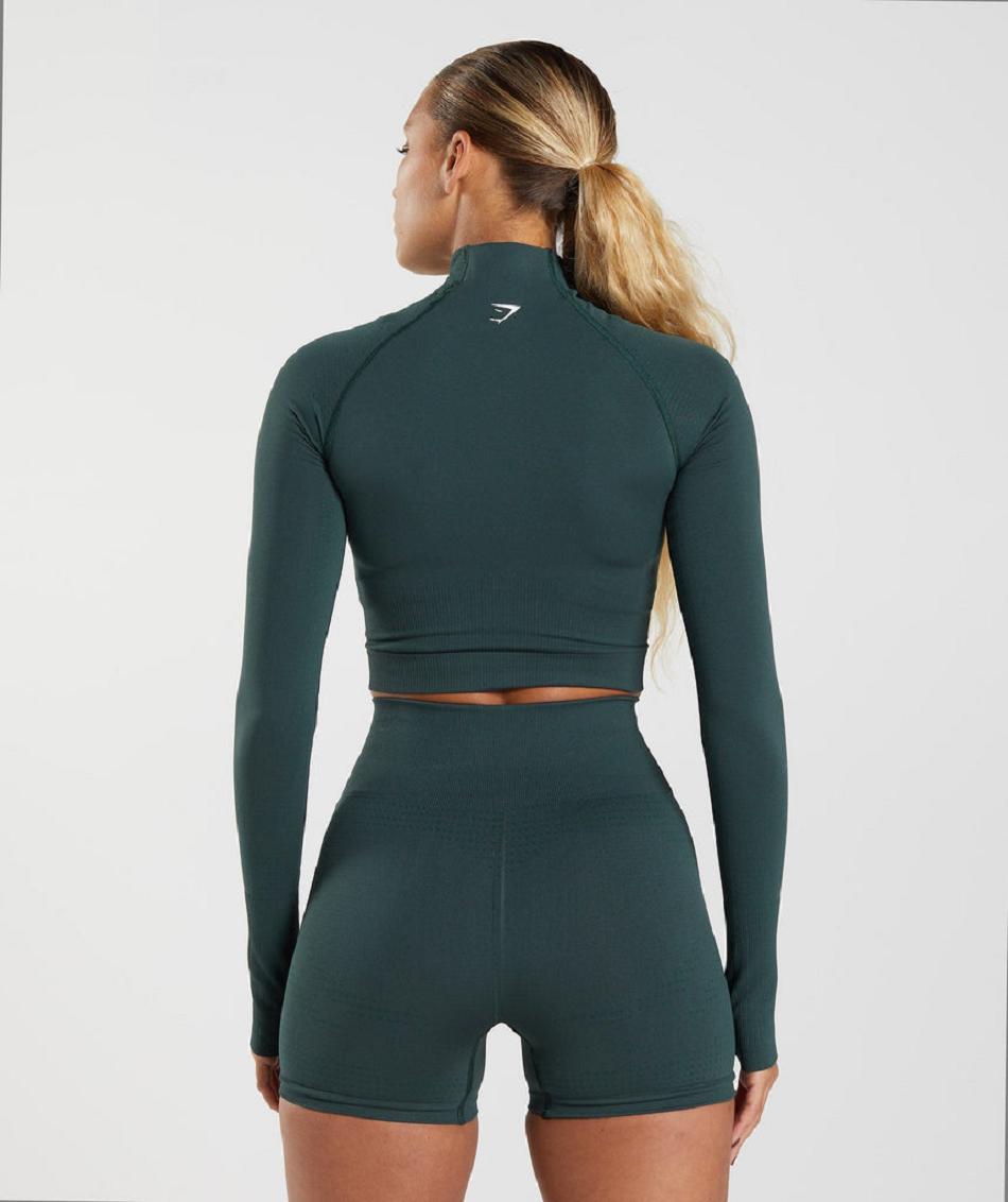 Corp Tops Gymshark Vital Seamless 2.0 High Neck γυναικεια πρασινο | GR_Q5943