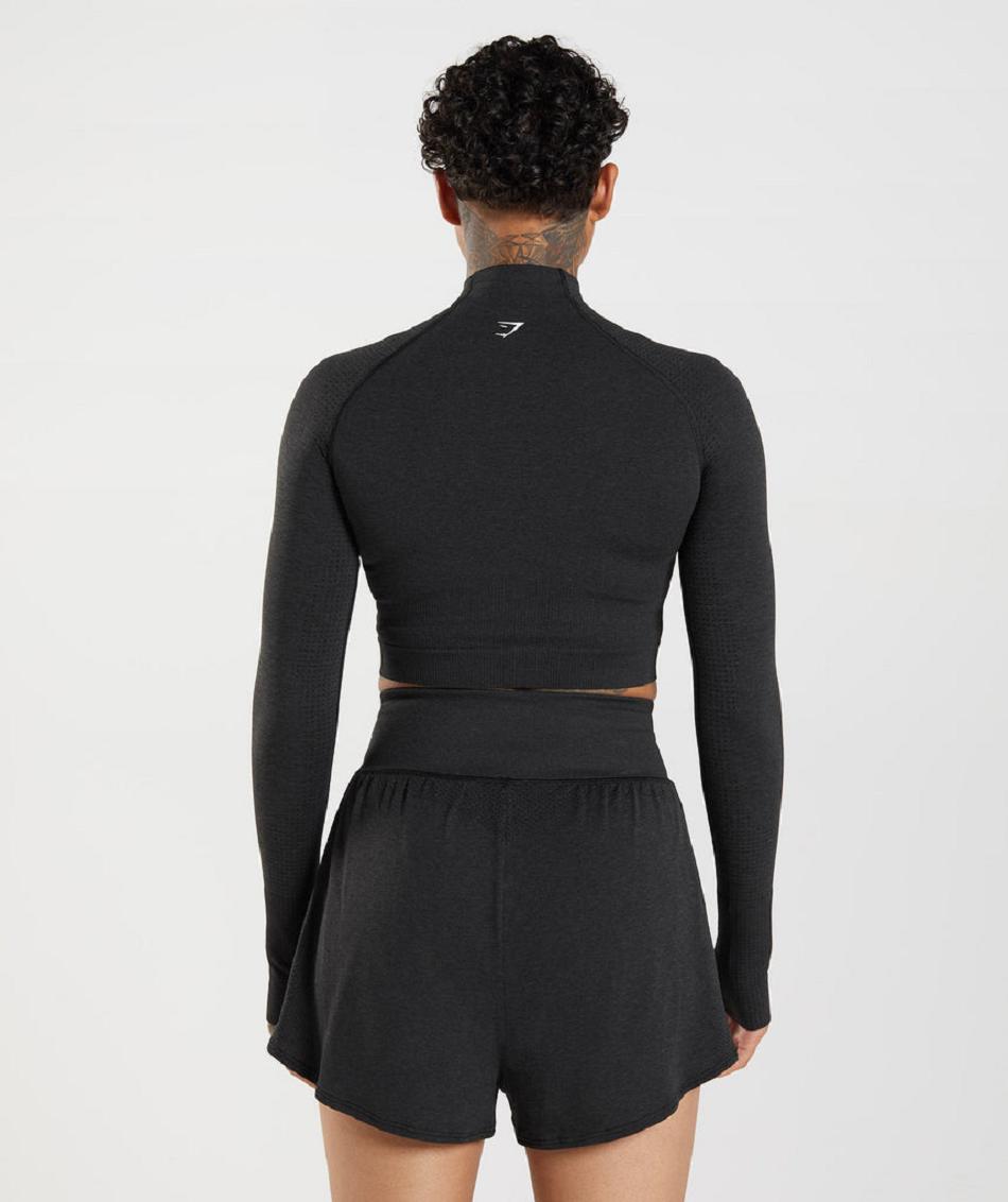 Corp Tops Gymshark Vital Seamless 2.0 High Neck Midi γυναικεια μαυρα | GR_EG2041