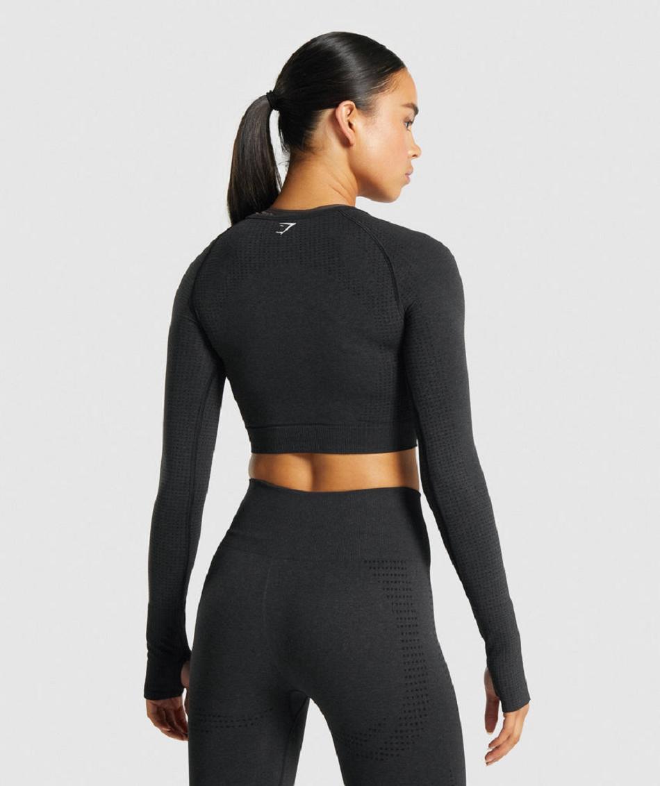 Corp Tops Gymshark Vital Seamless 2.0 Long Sleeve γυναικεια μαυρα | GR_BO3727