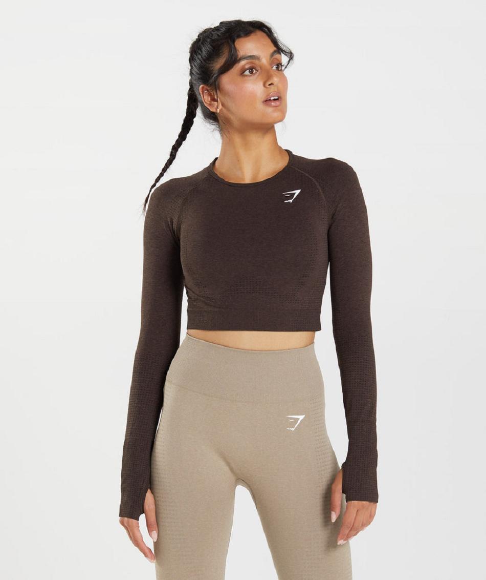 Corp Tops Gymshark Vital Seamless 2.0 γυναικεια ροζ καφε | GR_QX2044