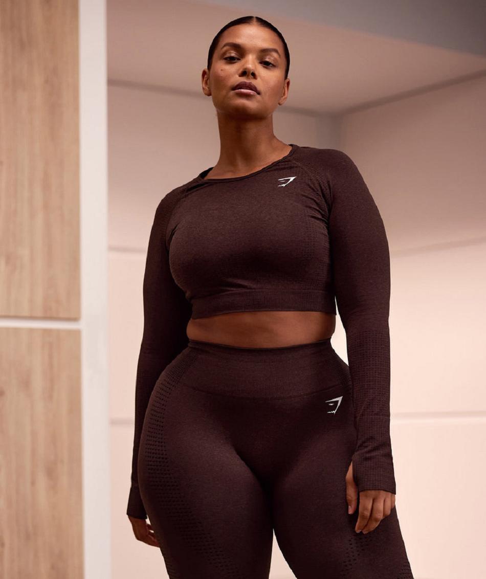 Corp Tops Gymshark Vital Seamless 2.0 γυναικεια ροζ καφε | GR_QX2044