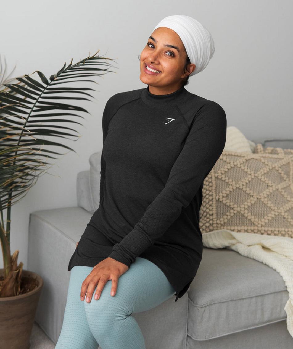 Corp Tops Gymshark Vital Seamless Long Line γυναικεια μαυρα | GR_SU3295