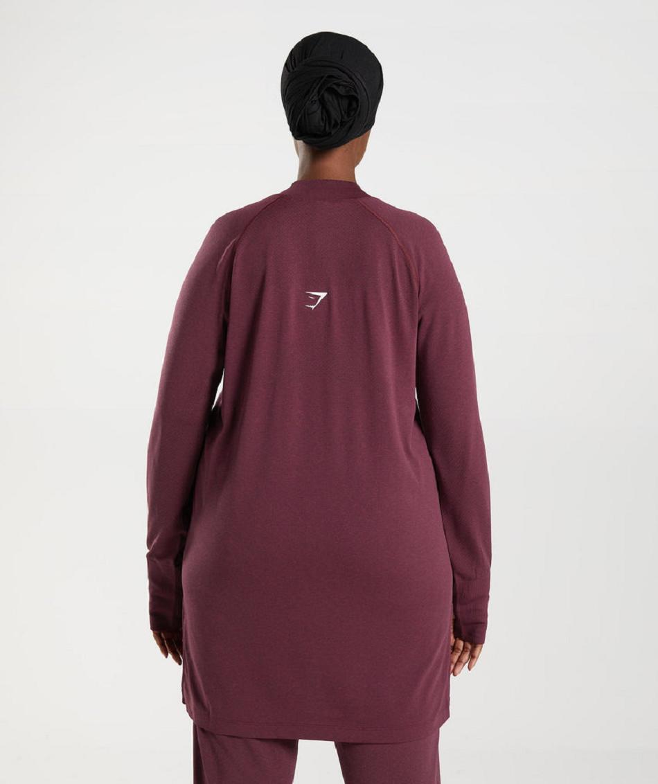 Corp Tops Gymshark Vital Seamless Long Line γυναικεια μπορντο | GR_XC6095