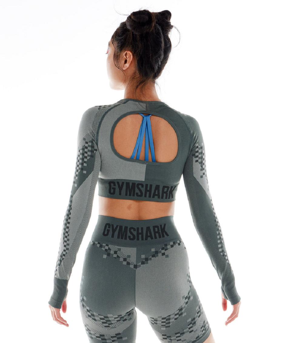 Corp Tops Gymshark Wtflex Cyborg Seamless Long Sleeve γυναικεια γκρι μαυρα ανοιχτο γκρι | GR_N2383