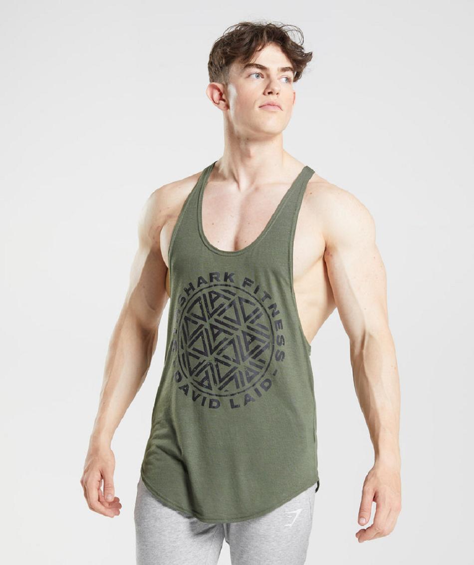 Stringers Gymshark Gs X David Laid ανδρικα Ελιά | GR_AS9346