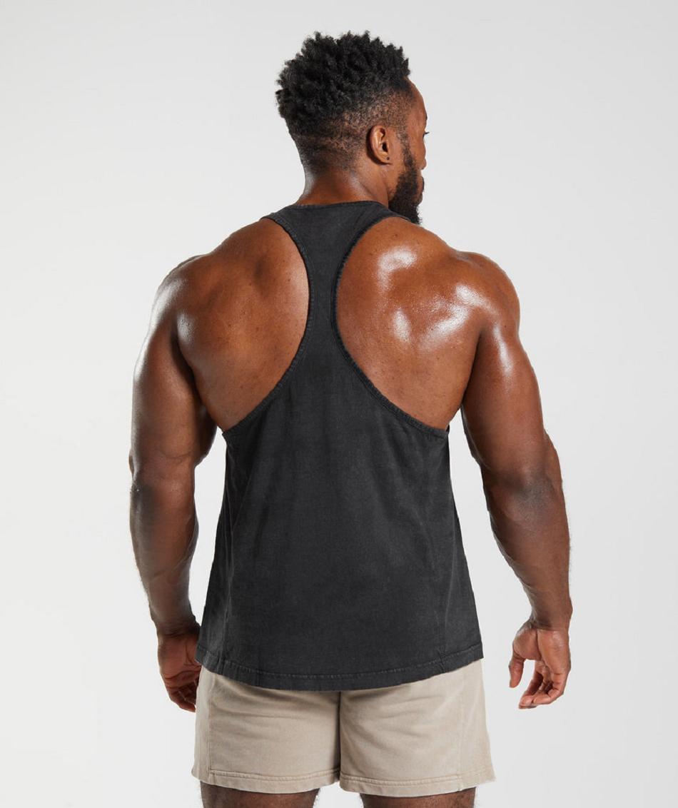 Stringers Gymshark Power Washed ανδρικα μαυρα | GR_V5203