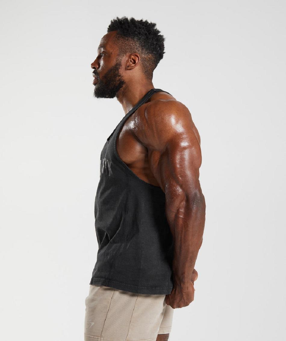 Stringers Gymshark Power Washed ανδρικα μαυρα | GR_V5203