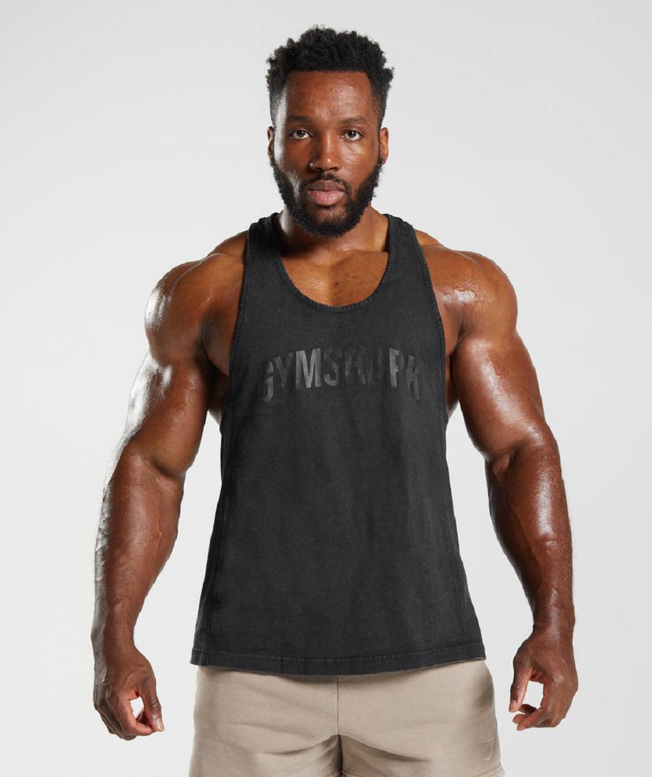 Stringers Gymshark Power Washed ανδρικα μαυρα | GR_V5203