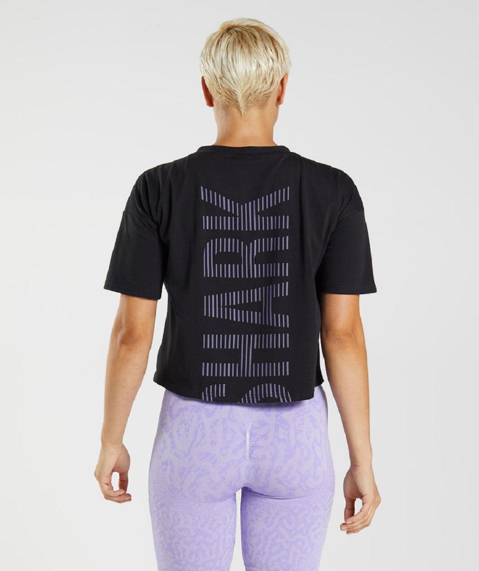 T Shirts Gymshark 315 Midi γυναικεια μαυρα μωβ | GR_MI5747
