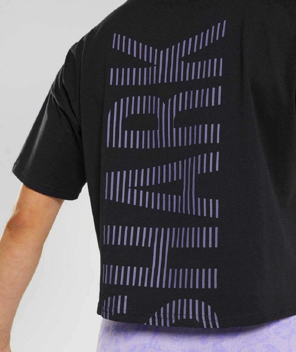 T Shirts Gymshark 315 Midi γυναικεια μαυρα μωβ | GR_MI5747
