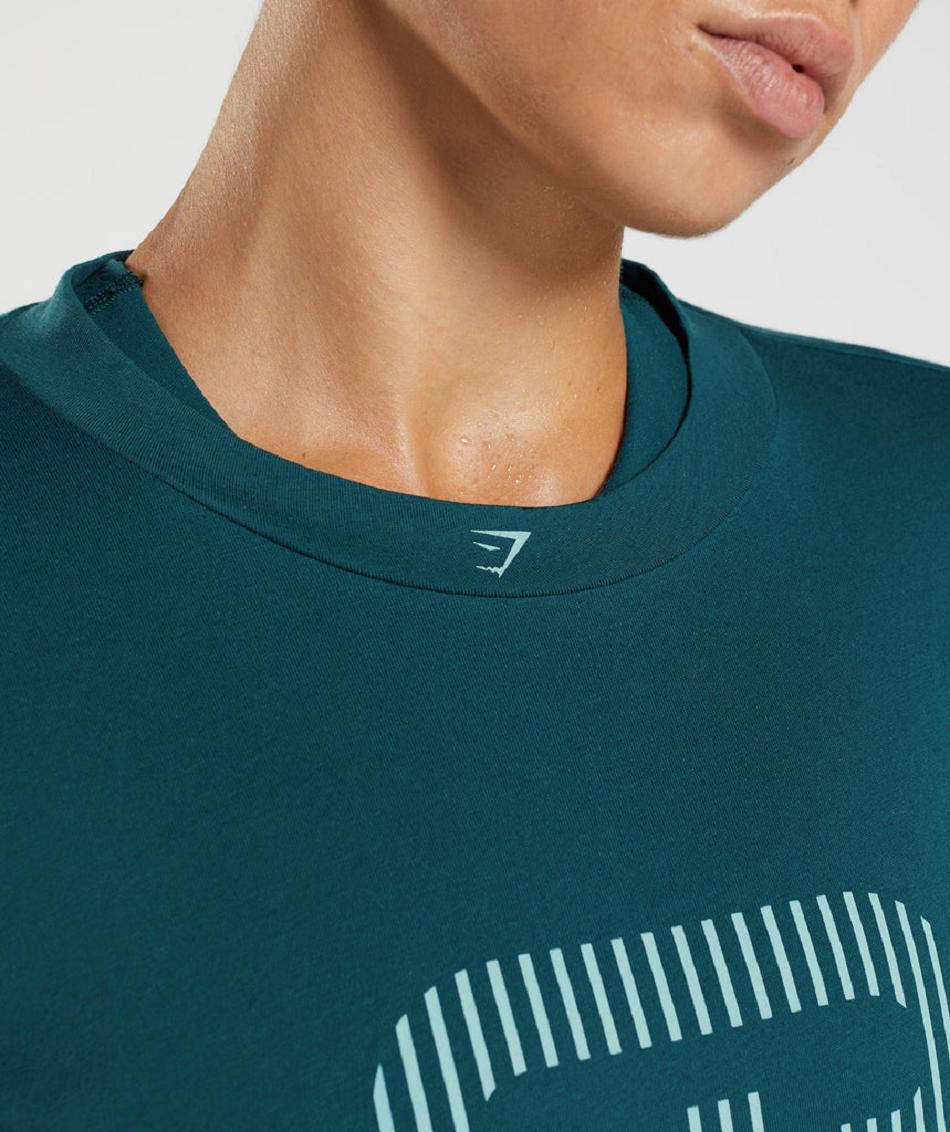 T Shirts Gymshark 315 Midi γυναικεια τυρκουάζ μπλε | GR_TC7498