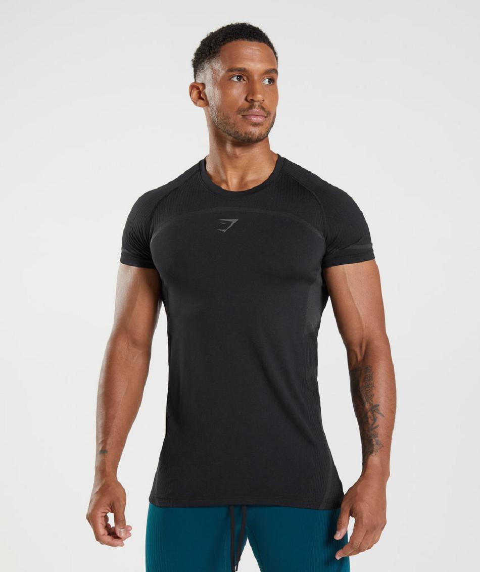 T Shirts Gymshark 315 Seamless ανδρικα μαυρα | GR_QX6335