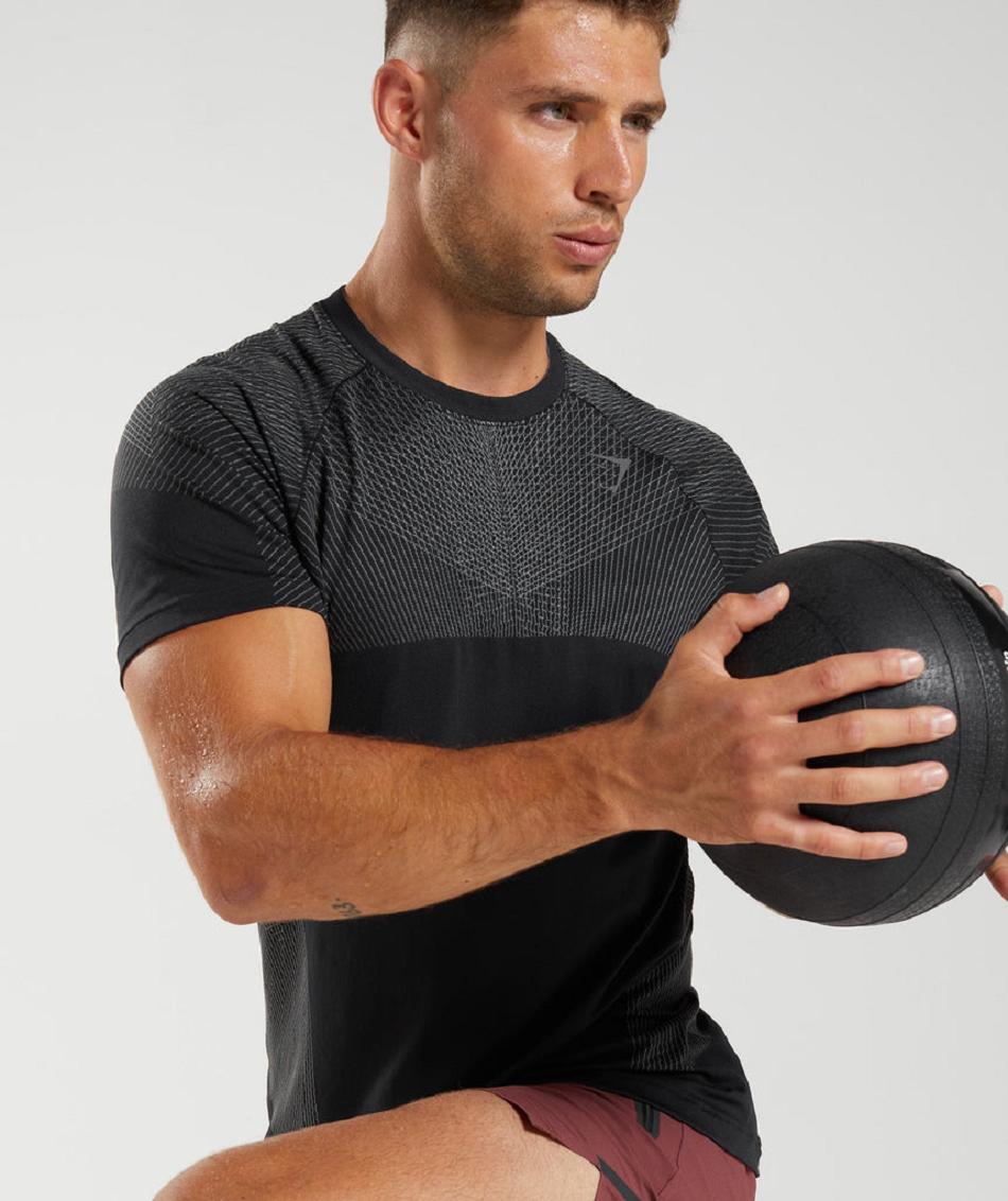 T Shirts Gymshark Apex Seamless ανδρικα μαυρα γκρι | GR_QX9670
