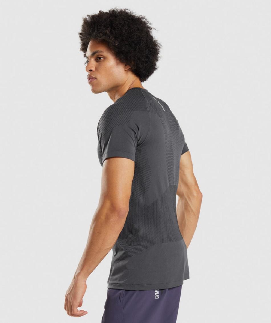 T Shirts Gymshark Apex Seamless ανδρικα μαυρα γκρι μαυρα | GR_BO6813