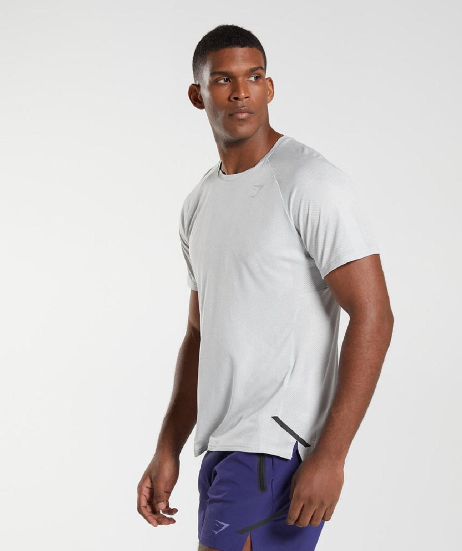 T Shirts Gymshark Apex ανδρικα ανοιχτο γκρι ασπρα | GR_TA4514