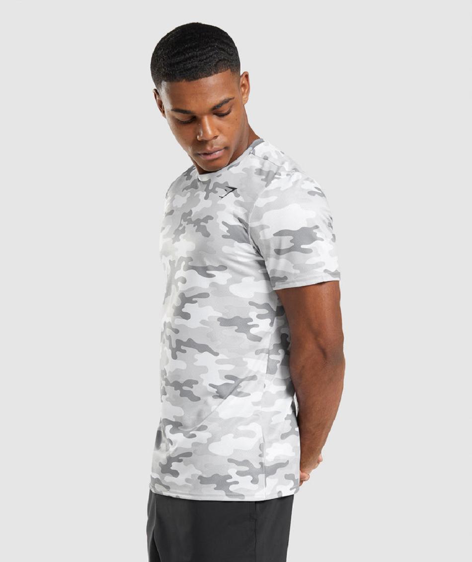 T Shirts Gymshark Arrival ανδρικα ανοιχτο γκρι καμουφλάζ | GR_K9508