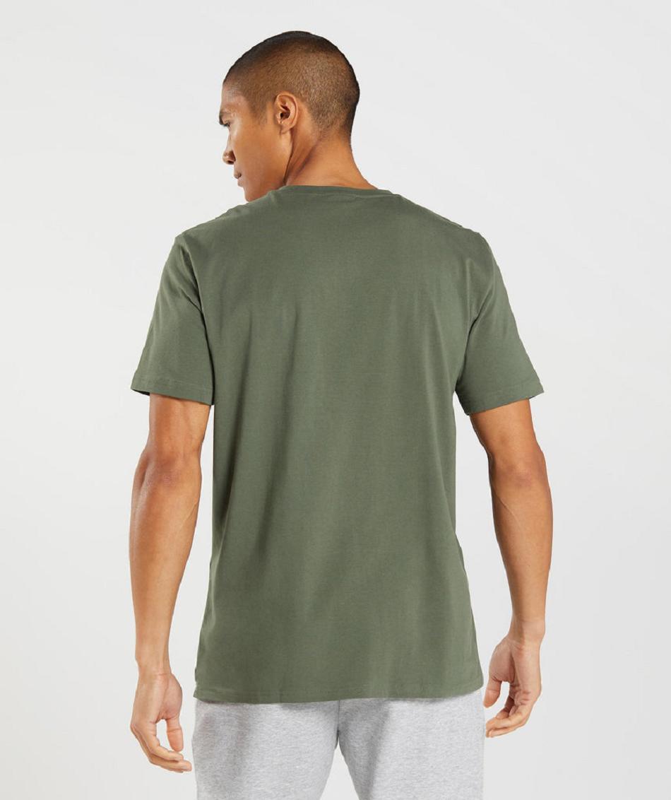 T Shirts Gymshark Block ανδρικα Ελιά | GR_KO4078