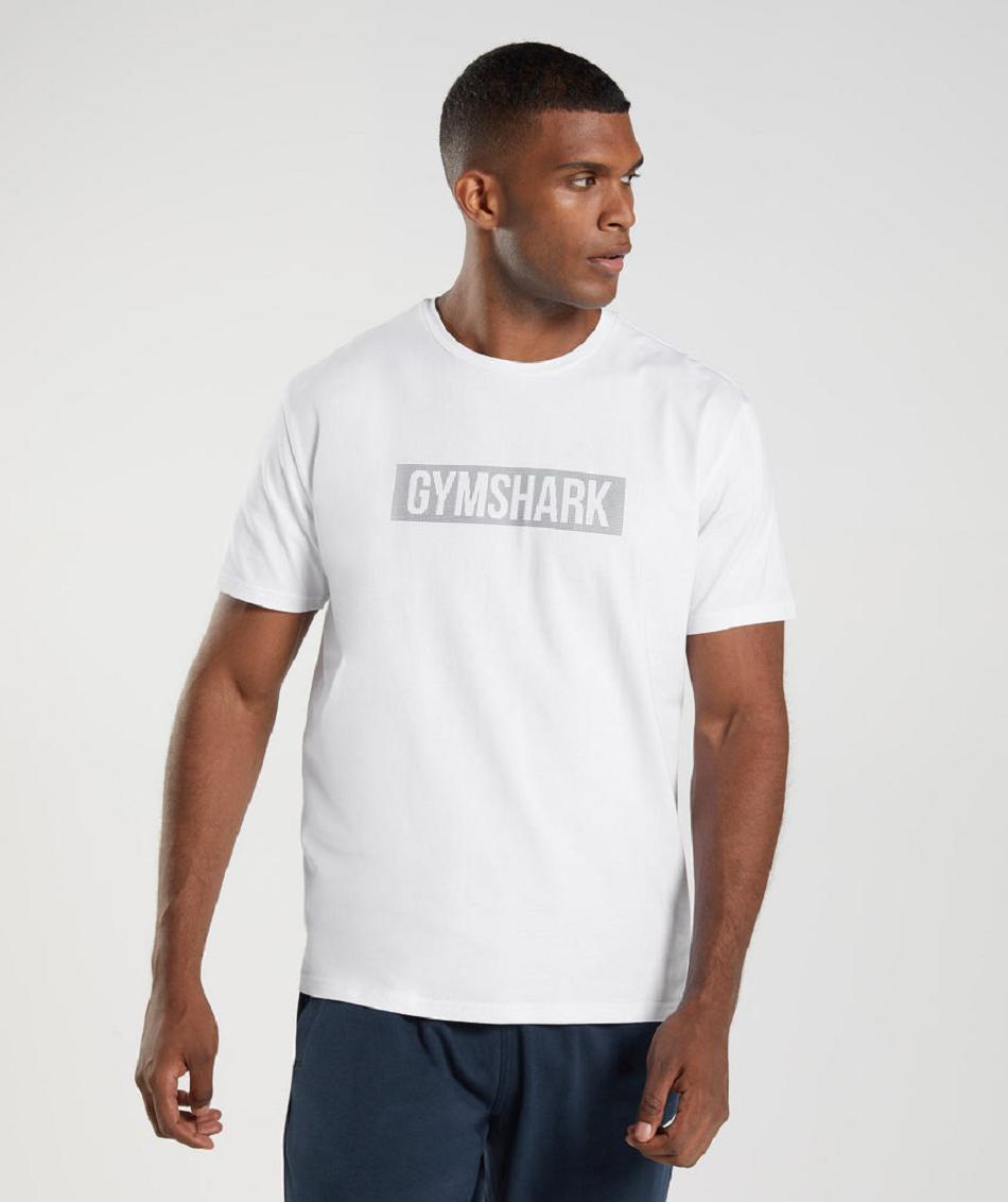T Shirts Gymshark Block ανδρικα ασπρα | GR_TG6676