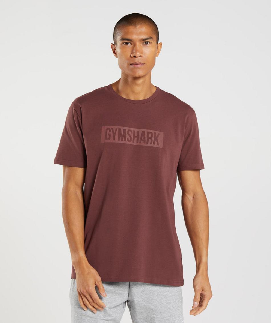 T Shirts Gymshark Block ανδρικα ροζ καφε | GR_VV7436