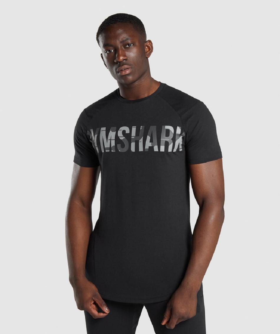 T Shirts Gymshark Bold ανδρικα μαυρα καμουφλάζ | GR_YJ2560