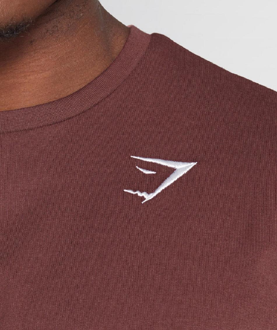 T Shirts Gymshark Crest ανδρικα ροζ καφε | GR_BH5580