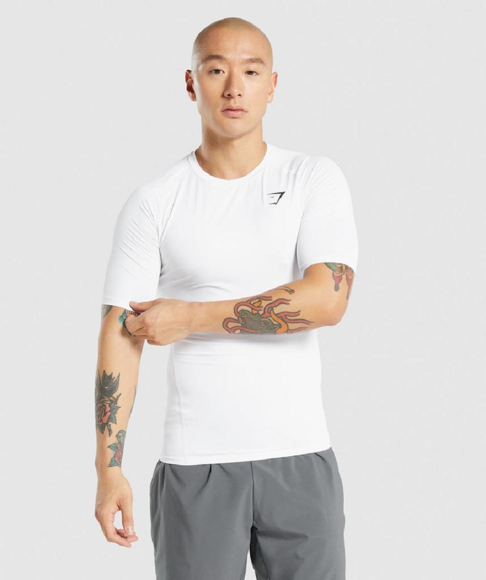 T Shirts Gymshark Element Baselayer ανδρικα ασπρα | GR_ZI1736