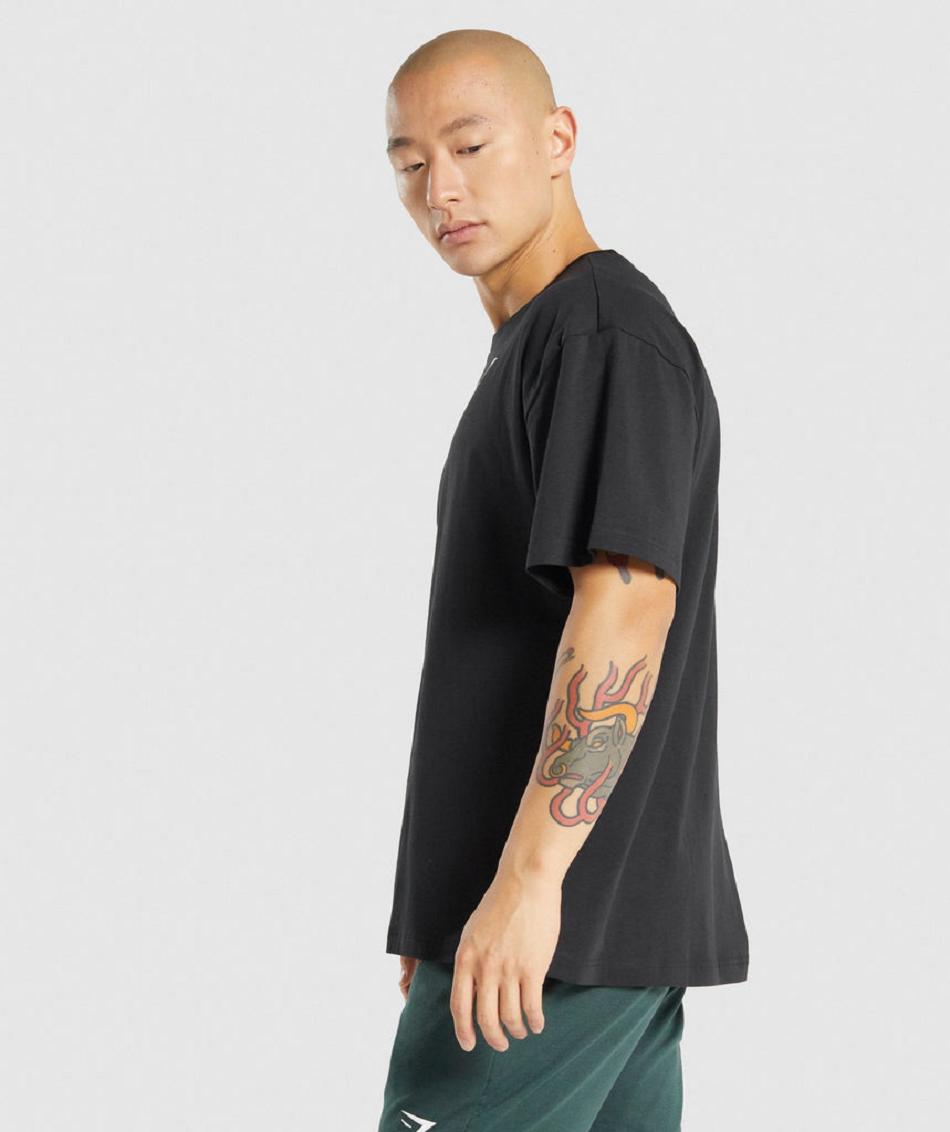 T Shirts Gymshark Essential Oversized ανδρικα μαυρα | GR_VV1417