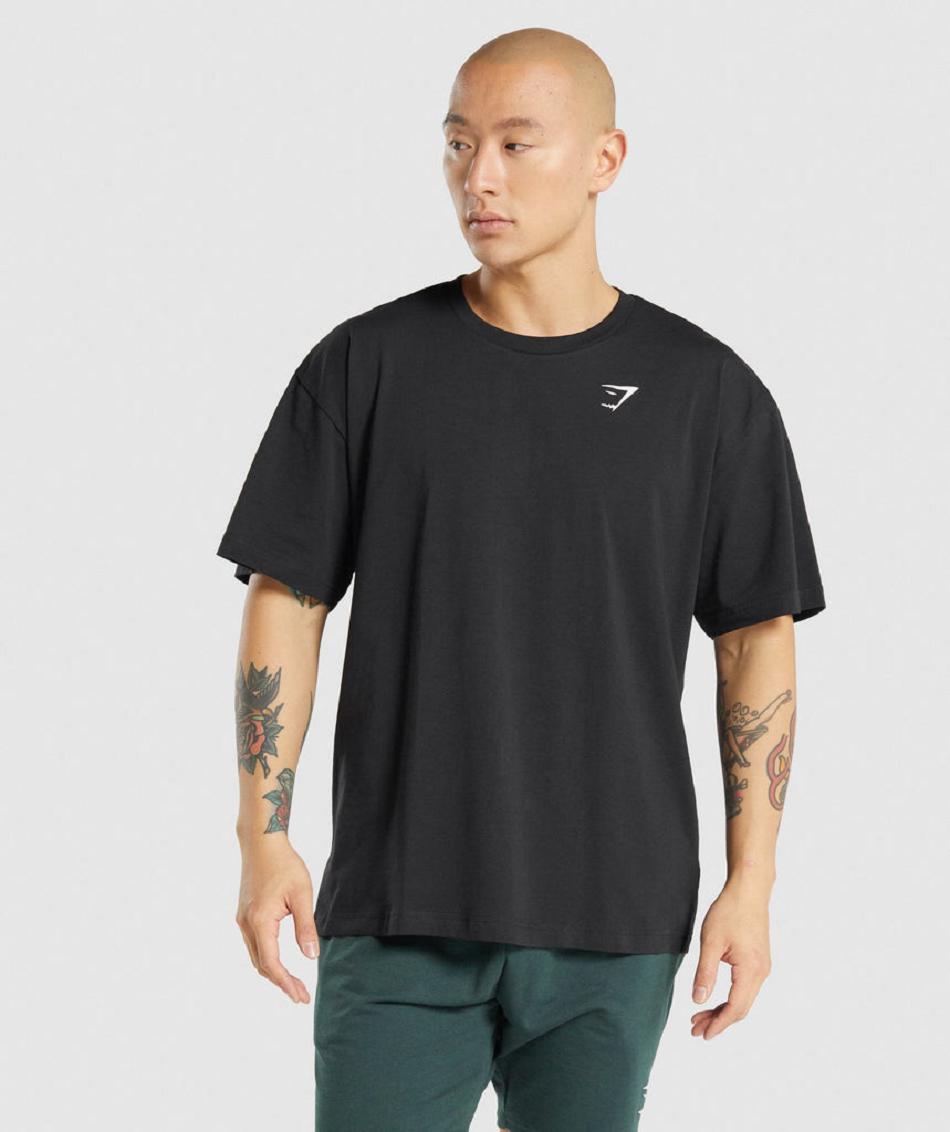 T Shirts Gymshark Essential Oversized ανδρικα μαυρα | GR_VV1417