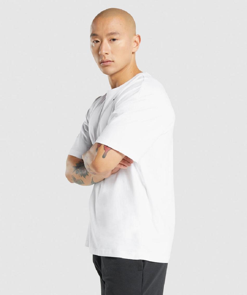 T Shirts Gymshark Essential Oversized ανδρικα ασπρα | GR_QX9250