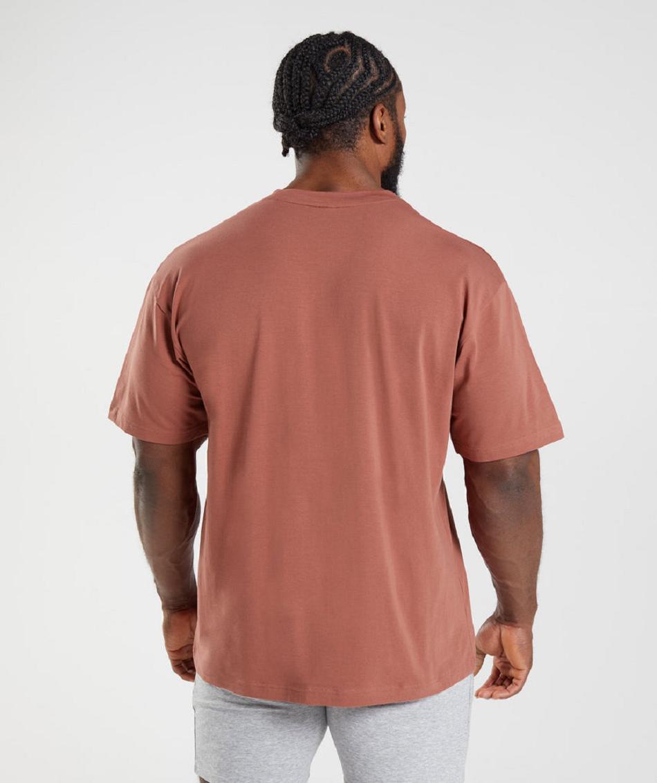 T Shirts Gymshark Essential Oversized ανδρικα ροζ καφε | GR_CG6710
