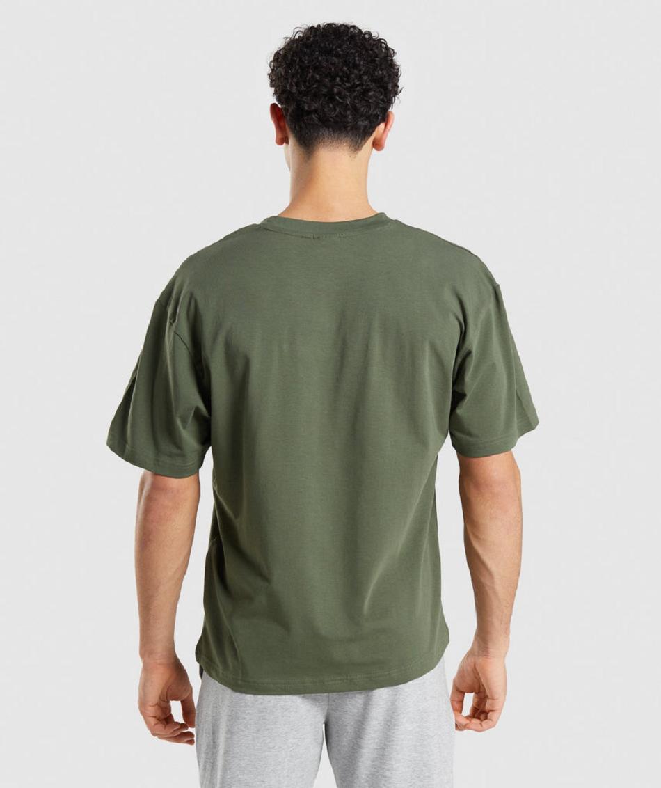 T Shirts Gymshark Essential Oversized ανδρικα Ελιά | GR_N3529