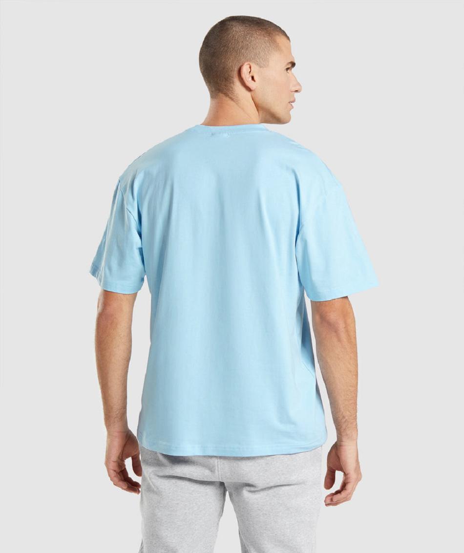 T Shirts Gymshark Essential Oversized ανδρικα Μπεζ μπλε | GR_YJ6750