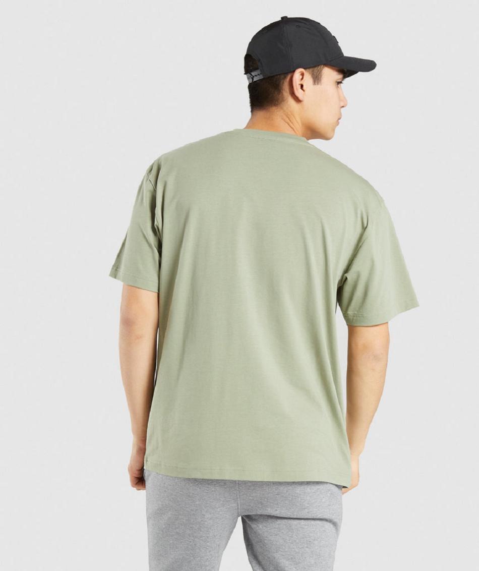 T Shirts Gymshark Essential Oversized ανδρικα ανοιχτο πρασινο | GR_V9810