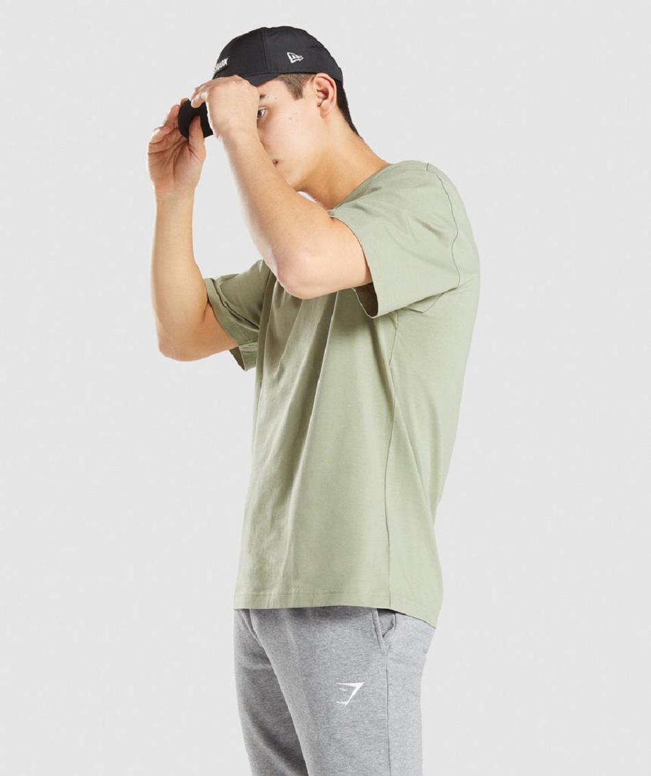 T Shirts Gymshark Essential Oversized ανδρικα ανοιχτο πρασινο | GR_V9810