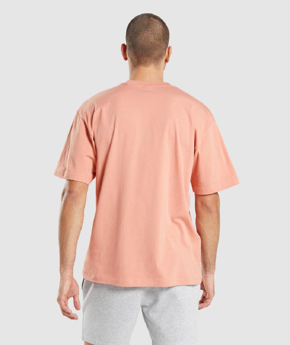 T Shirts Gymshark Essential Oversized ανδρικα ροζ | GR_O7144