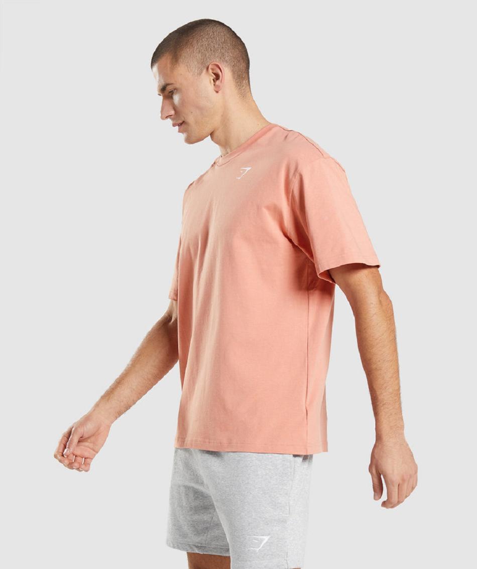 T Shirts Gymshark Essential Oversized ανδρικα ροζ | GR_O7144