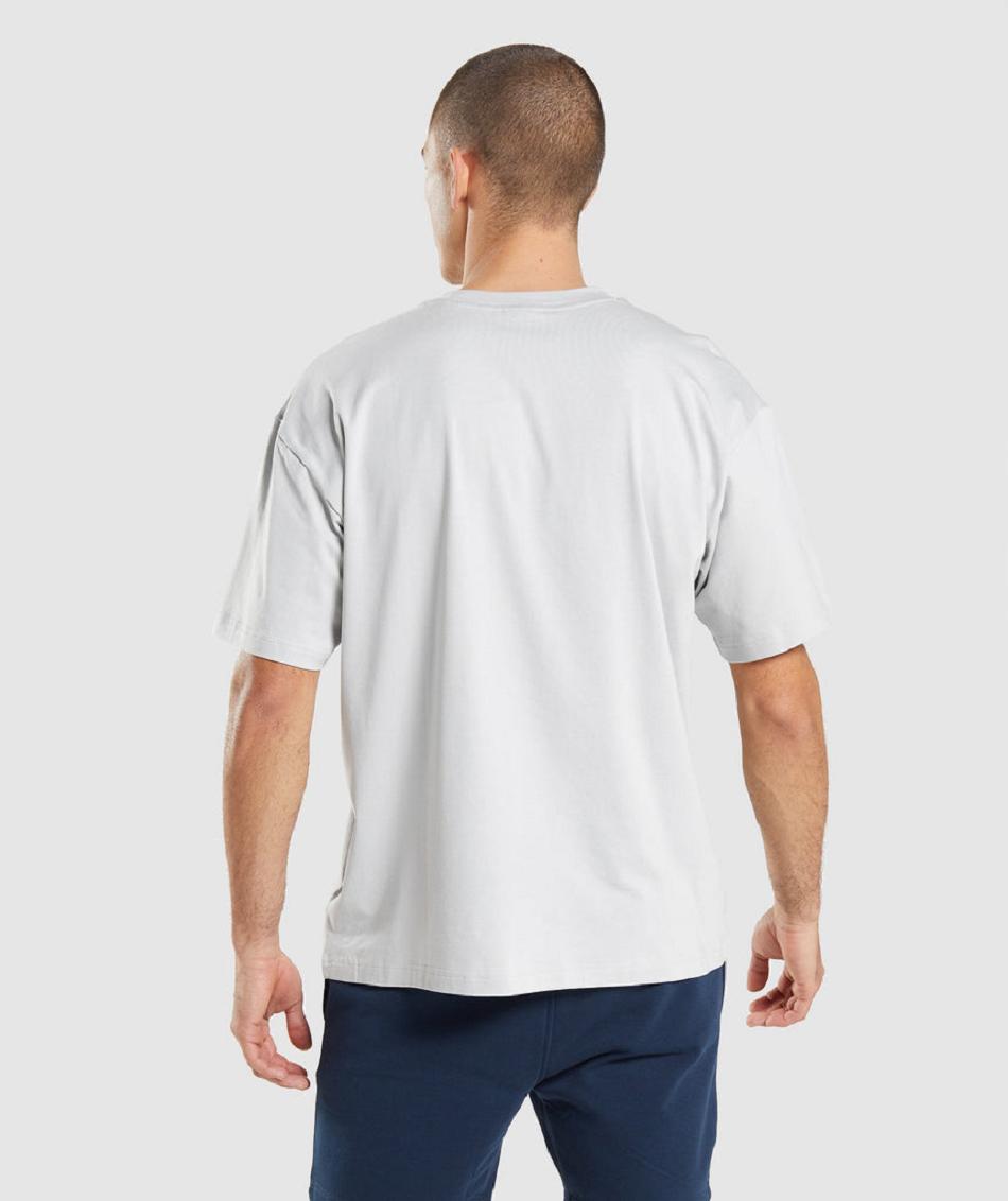 T Shirts Gymshark Essential Oversized ανδρικα ανοιχτο γκρι | GR_YJ9697