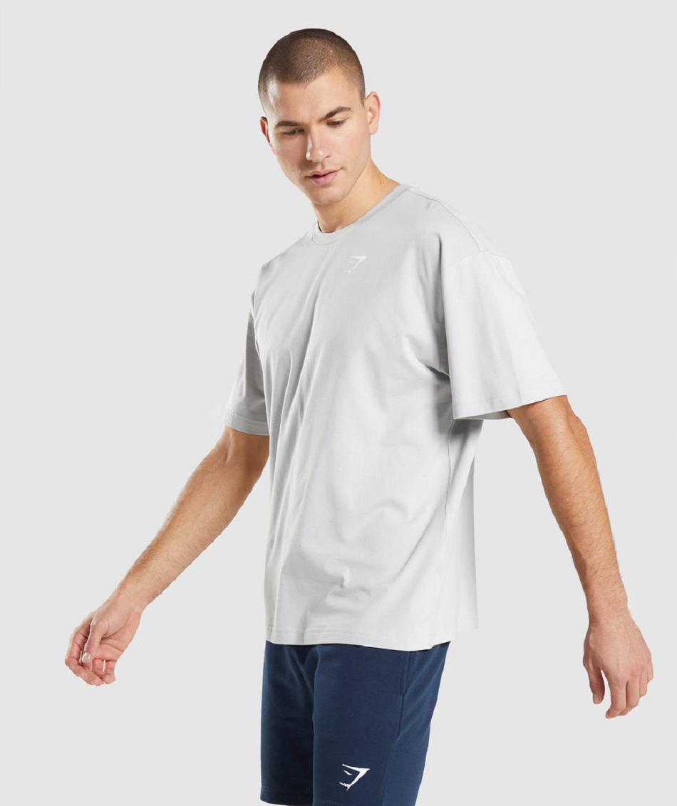 T Shirts Gymshark Essential Oversized ανδρικα ανοιχτο γκρι | GR_YJ9697