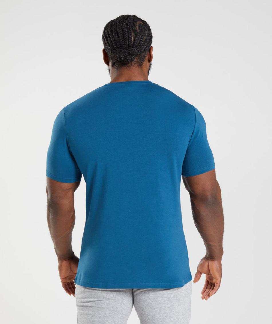 T Shirts Gymshark Essential ανδρικα μπλε | GR_EC4292