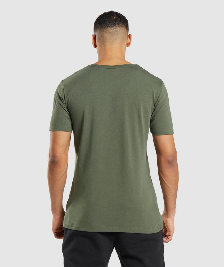 T Shirts Gymshark Essential ανδρικα Ελιά | GR_IM4730