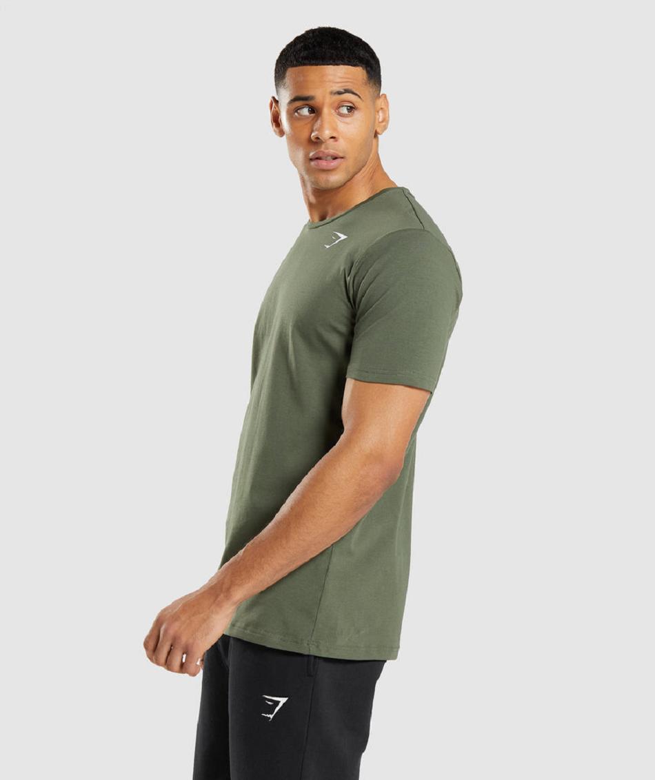T Shirts Gymshark Essential ανδρικα Ελιά | GR_IM4730
