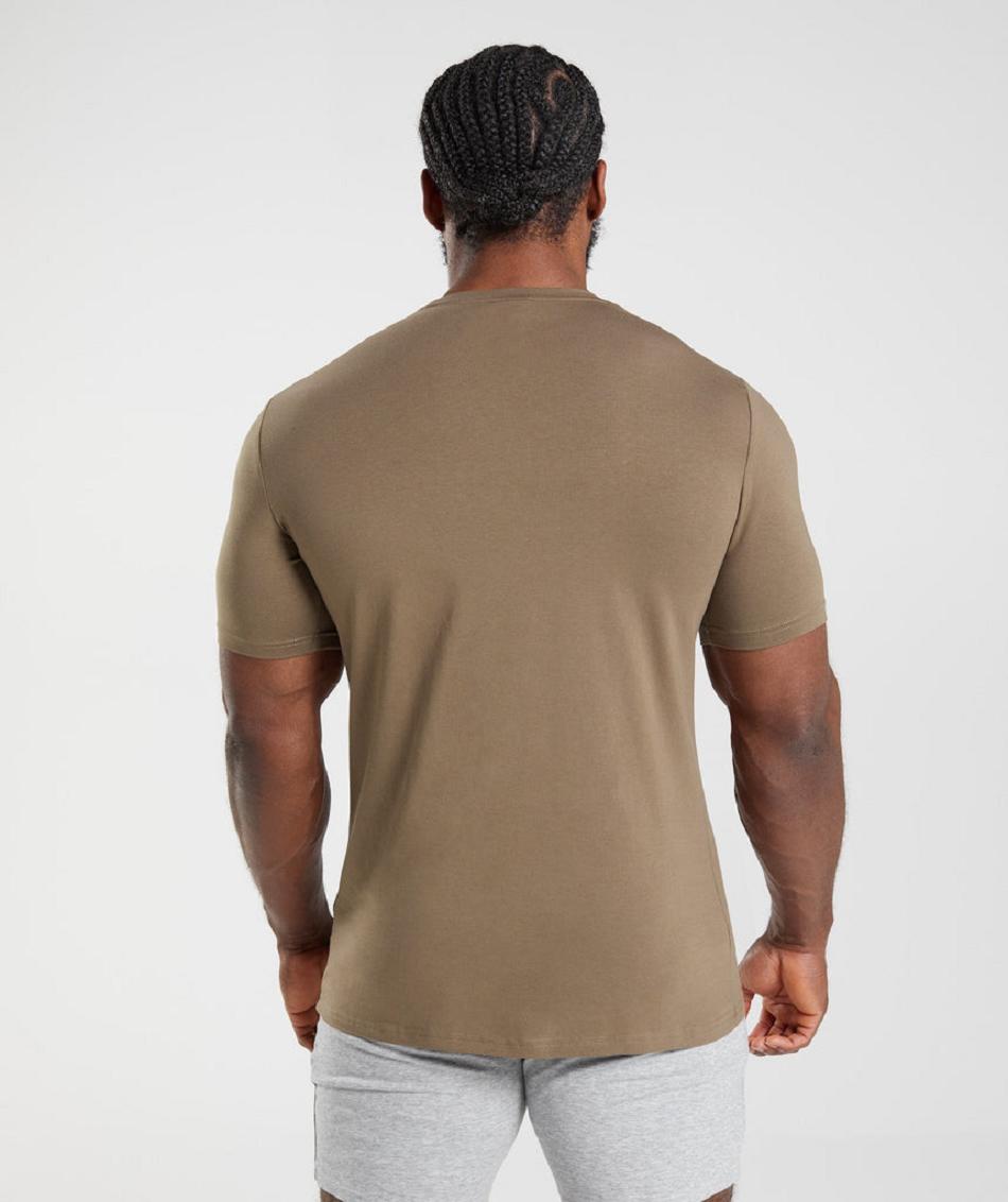 T Shirts Gymshark Essential ανδρικα καφε | GR_R7477