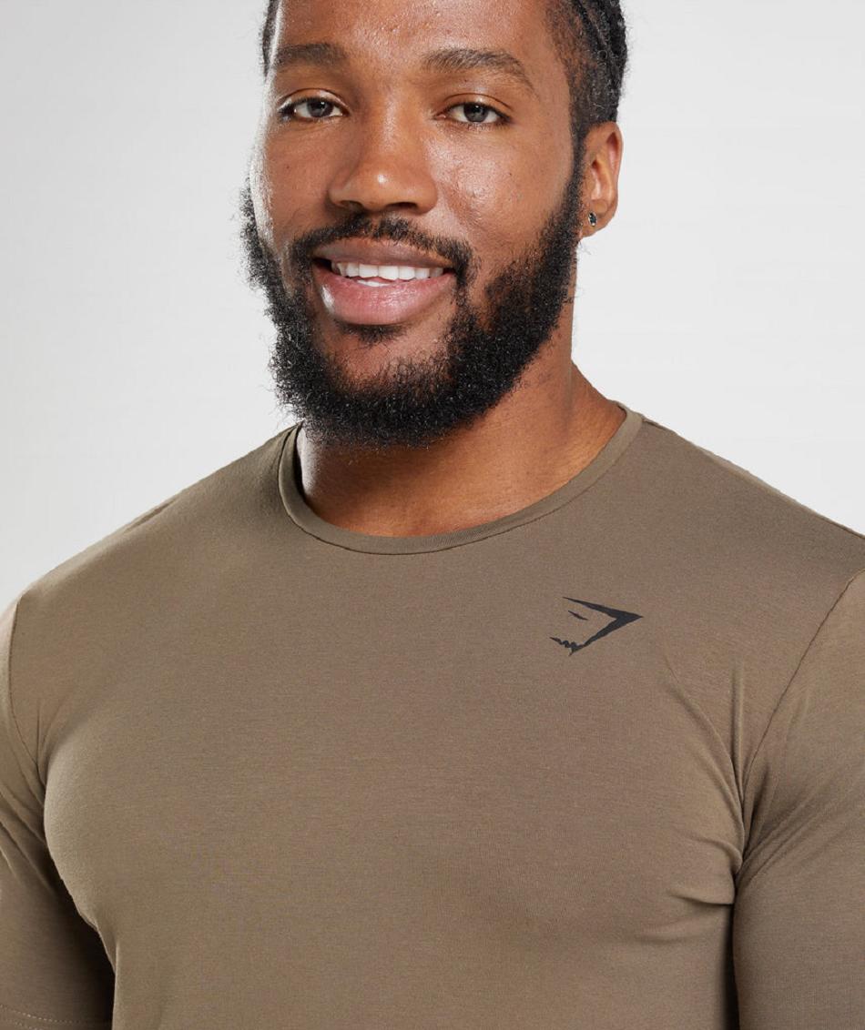 T Shirts Gymshark Essential ανδρικα καφε | GR_R7477