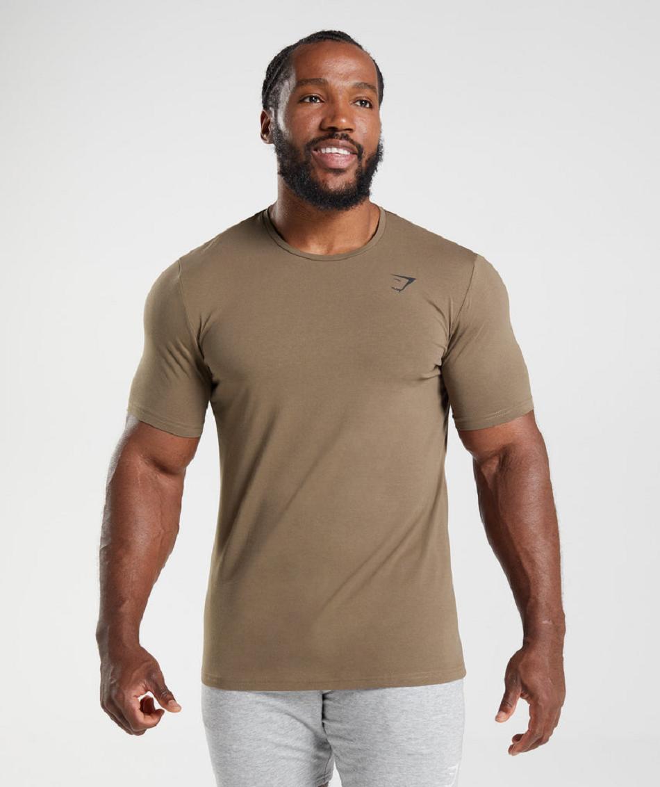T Shirts Gymshark Essential ανδρικα καφε | GR_R7477