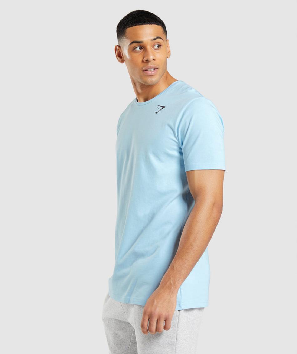 T Shirts Gymshark Essential ανδρικα Μπεζ μπλε | GR_AS6355