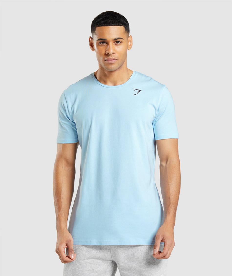 T Shirts Gymshark Essential ανδρικα Μπεζ μπλε | GR_AS6355