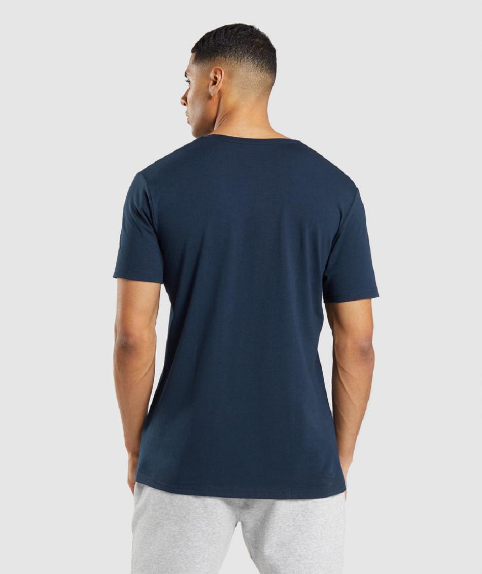 T Shirts Gymshark Essential ανδρικα σκουρο μπλε | GR_QX6635