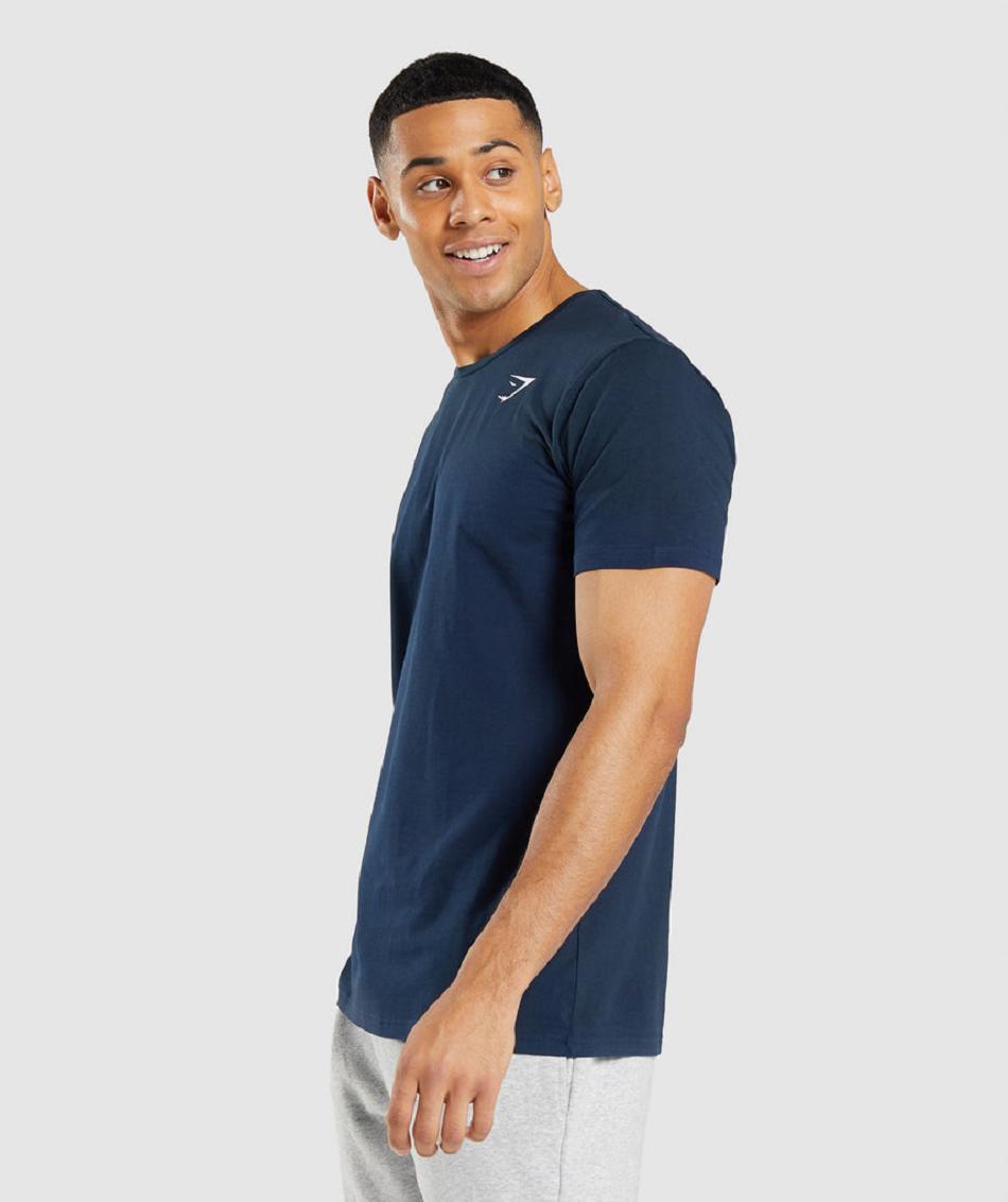 T Shirts Gymshark Essential ανδρικα σκουρο μπλε | GR_QX6635