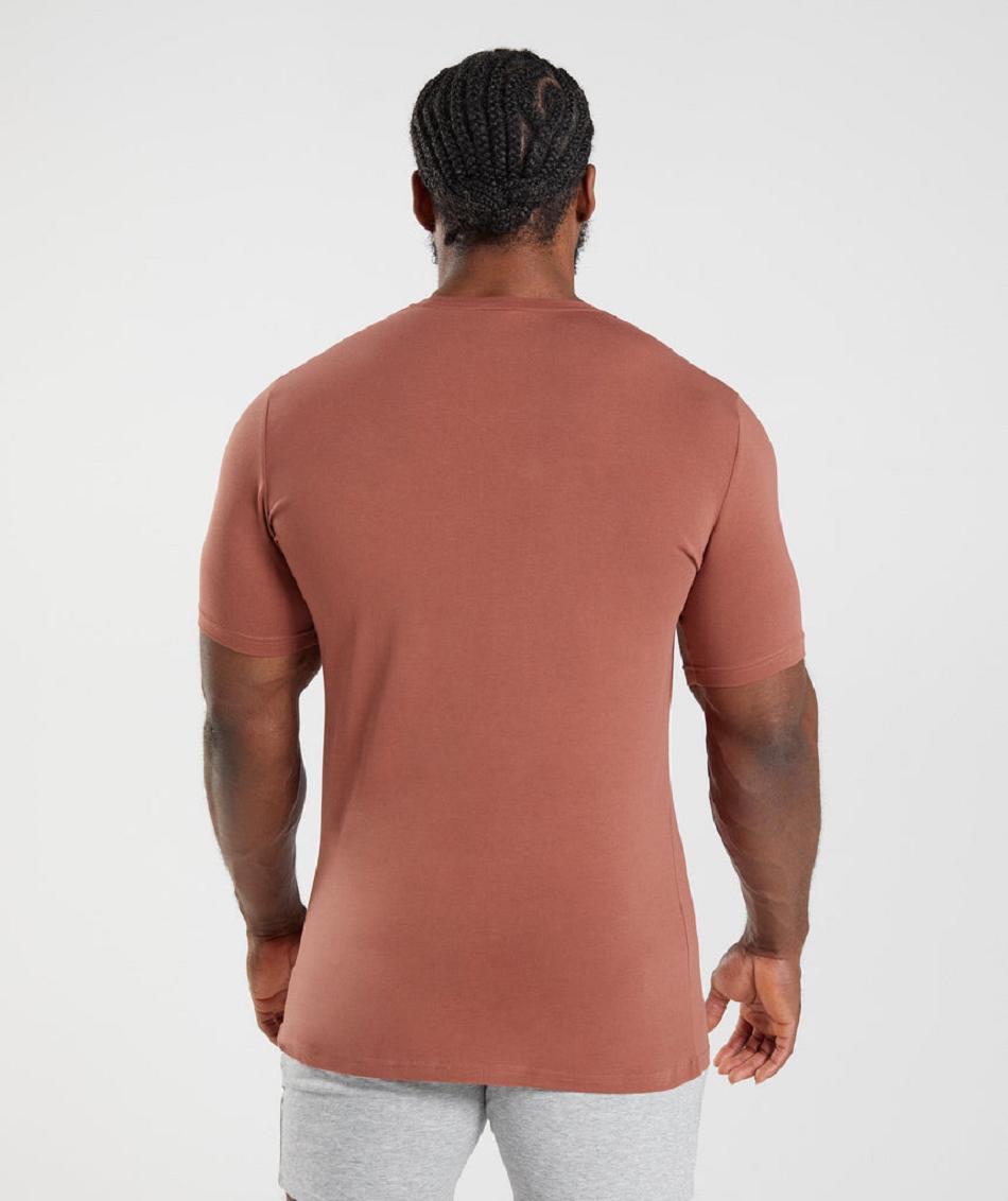 T Shirts Gymshark Essential ανδρικα ροζ καφε | GR_R4401