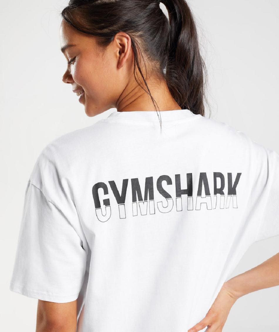 T Shirts Gymshark Fraction Oversized γυναικεια ασπρα | GR_ZI8468
